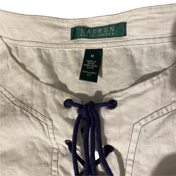 Lauren Ralph Lauren smock tunic white linen size Medium - Picture 4 of 7